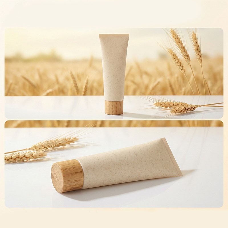 Customizable eco-friendly cosmetic tubes made from wheat straw