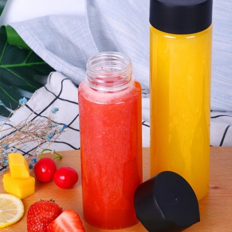 Slender Cylinder Voss Style 350Ml Plastic Juice Bottles