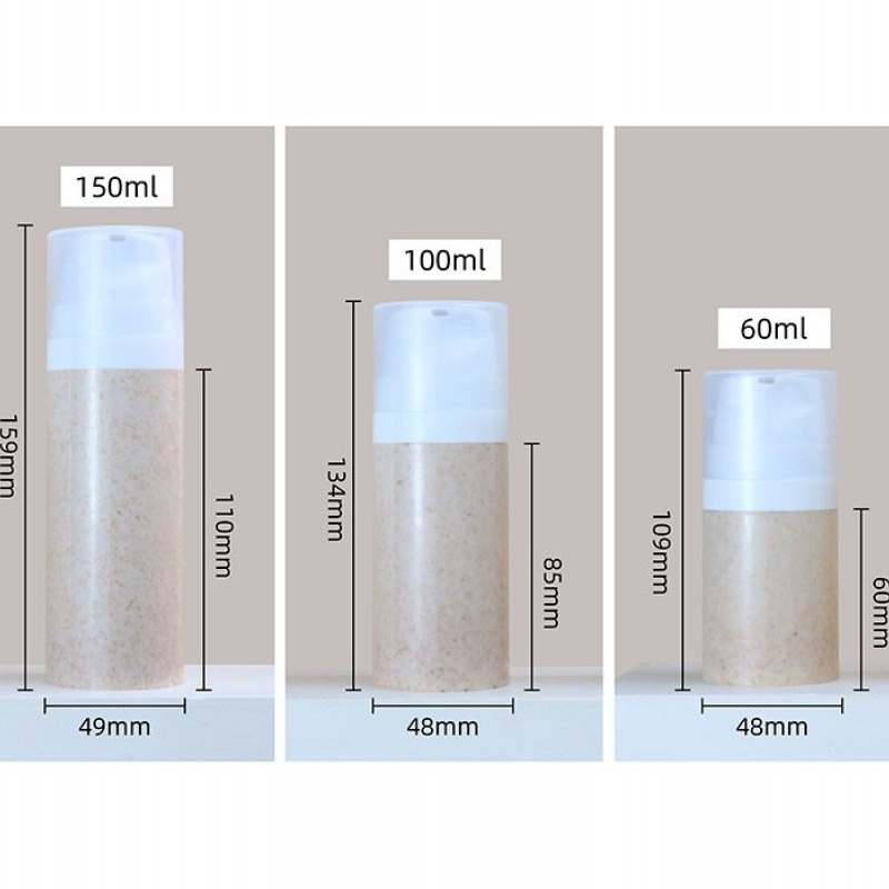 Wholesale 60ml/100ml/150ml wheat straw eco-friendly vacuum emulsion bottles