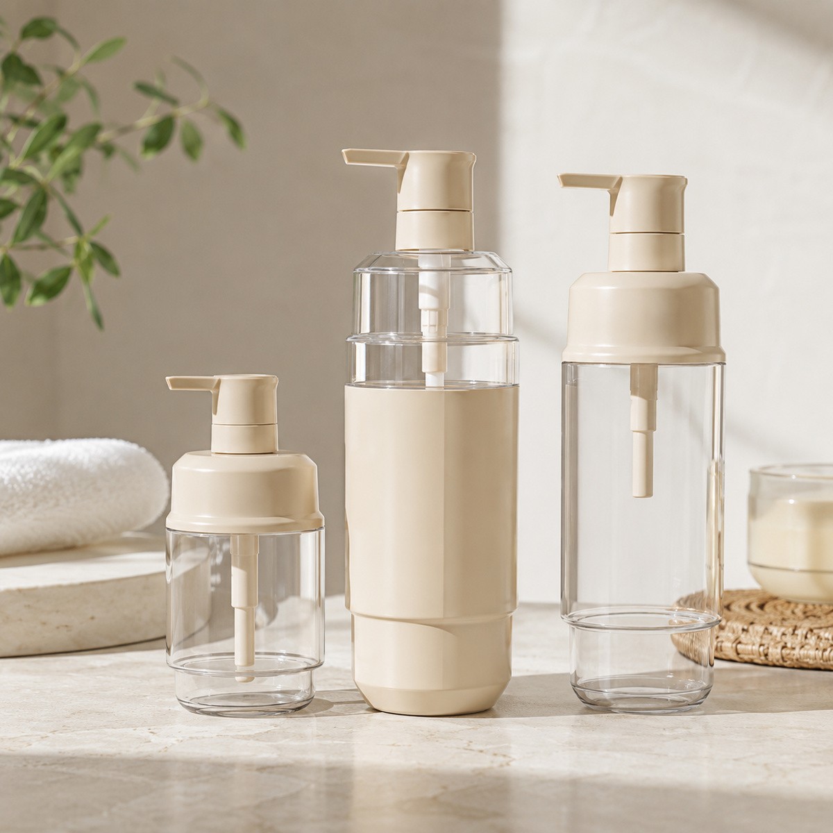 Double Layer PET Pump Bottle Macaron Color Skincare Shampoo Lotion Packaging Bottle