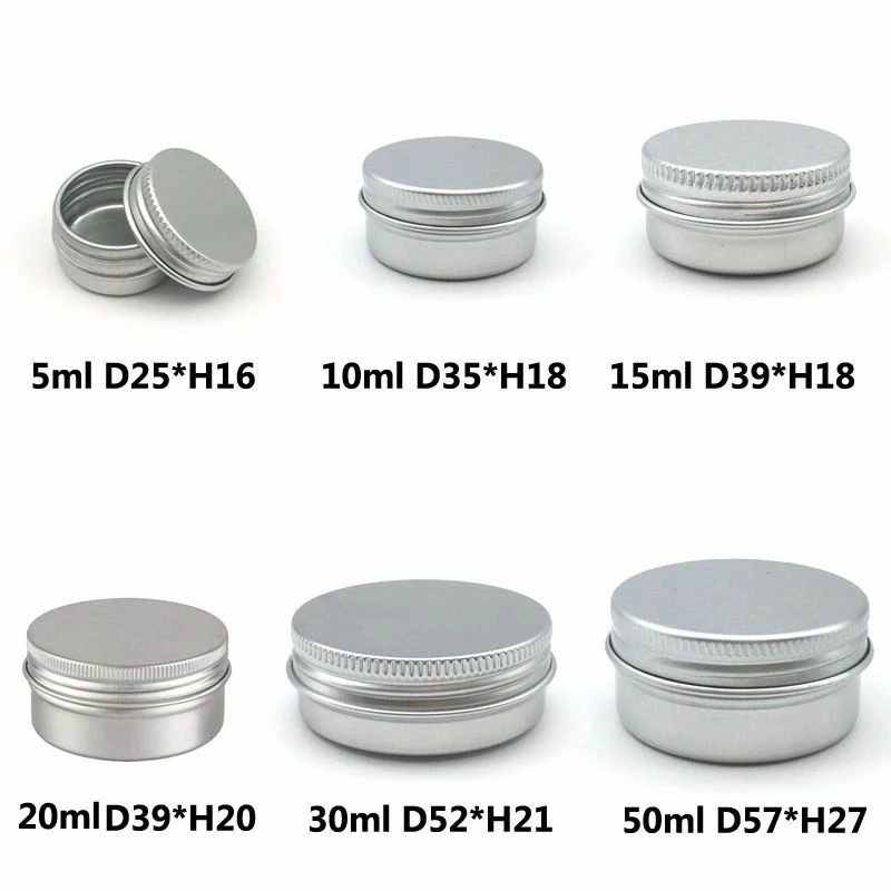 15g, 30g, 50g, 60g, 100g multi-specification threaded round aluminum box, metal packaging box, storage box, airtight hair wax box