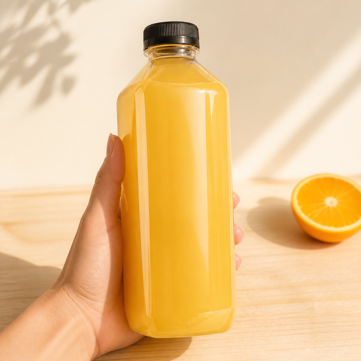 Disposable 38 Mouth square Milk Tea Bottle PET Plastic Transparent Beverage Bottle with Lid Juice Bottle