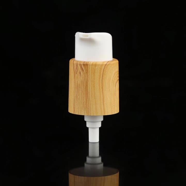 New Bamboo 24_410 Pressing Wood Grain Pp Material Powder Pump Foundation Essence Emulsion Pump