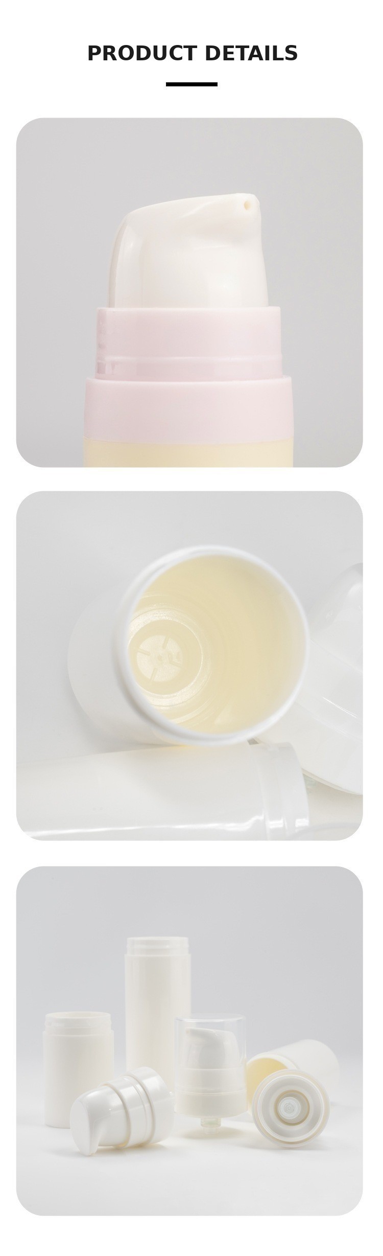 5ml 10ml 15ml Airless Pump PP PCR Plastic Skincare Serum Sunscreen Cream BB Cream Cosmetic Container Empty Bottle Custom Silk