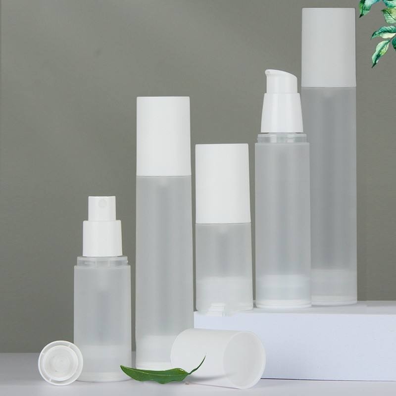 Custom Empty 15ml 20ml 30ml 50ml 80ml 100ml Frosted Airless Cosmetic Spray Bottles Plastic White Matte Lotion Skin Care Serum