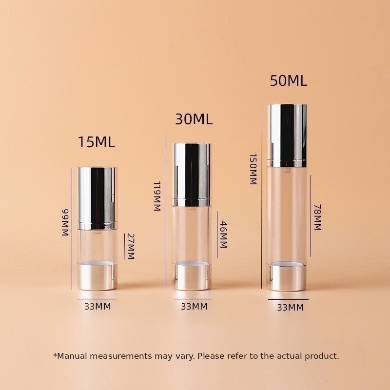15ml 30ml 50ml 80ml 100ml OEM AS Silver Aluminum Coating Paint Airless Lotion Pump Bottle Skin Care Packaging Vacuum Pump Bottle Skincare