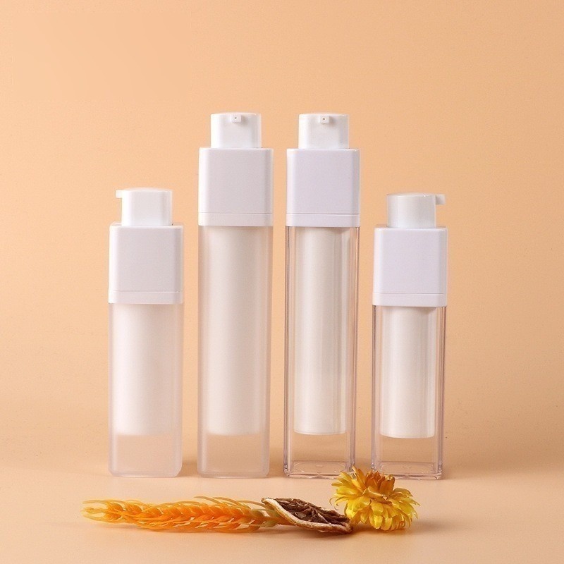 Custom15ml 30ml 50ml Square Frosted Clear Double Layer Rotating Empty Skin Care Eye Cream Twist Container Airless Pump Bottle