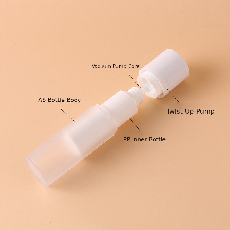 Custom 15ml 30ml 50ml Twist PP Plastic Serum Packaging White Black Airless Pump Bottle for Skin Care Serum