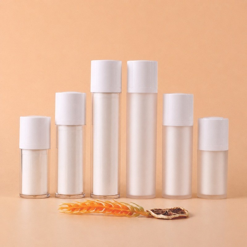 15ml 30ml 50ml Luxury Empty Airless Plastic Bottle with White Pump and Screw Cap Cosmetics Packaging Containers