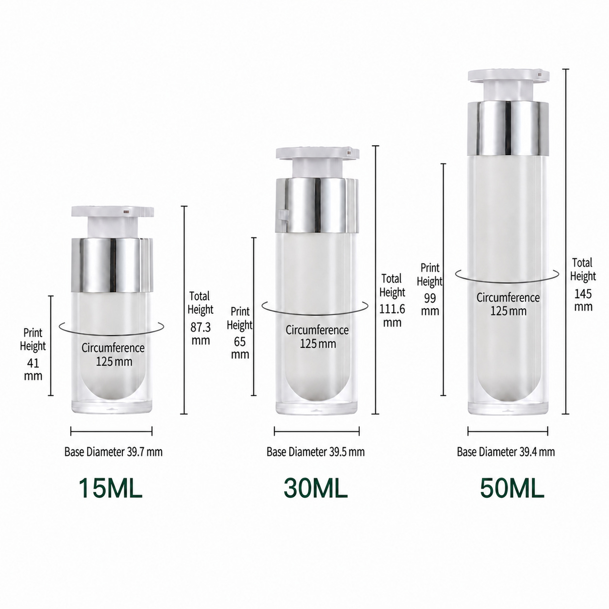 15ml 30ml 50ml Acrylic Airless Pump Bottle Vacuum Fresh Lock Leak Proof Container for Skincare Cosmetic Packaging
