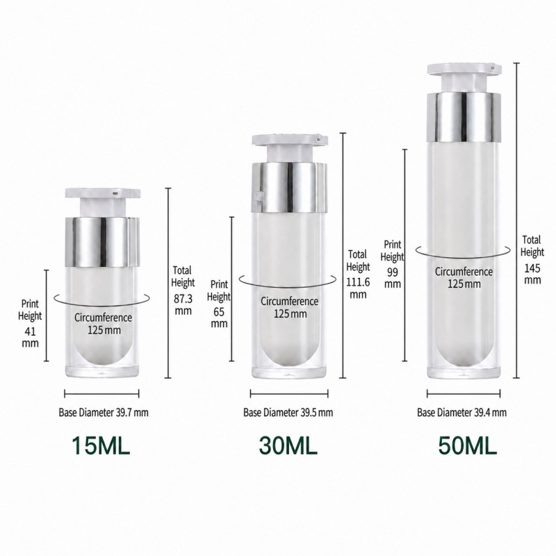 Wholesale Acrylic Airless Bottle 50ml clear Plastic Cosmetic Packaging Container Serum Lotion 15ml 30ml 50ml Airless Pump Bottle