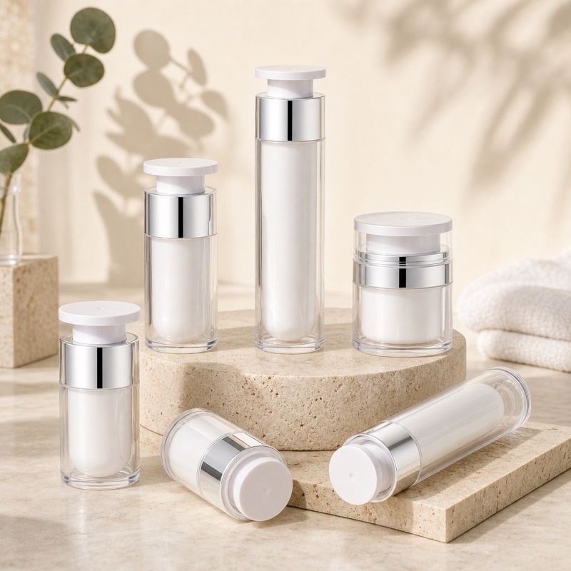 Wholesale Acrylic Airless Bottle 50ml clear Plastic Cosmetic Packaging Container Serum Lotion 15ml 30ml 50ml Airless Pump Bottle
