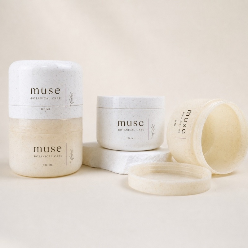 100g 250g  Wheat Straw Environmentally Friendly Material Degradable Injection Molding Cream Jar Facial Cream Jar Facial Bottle