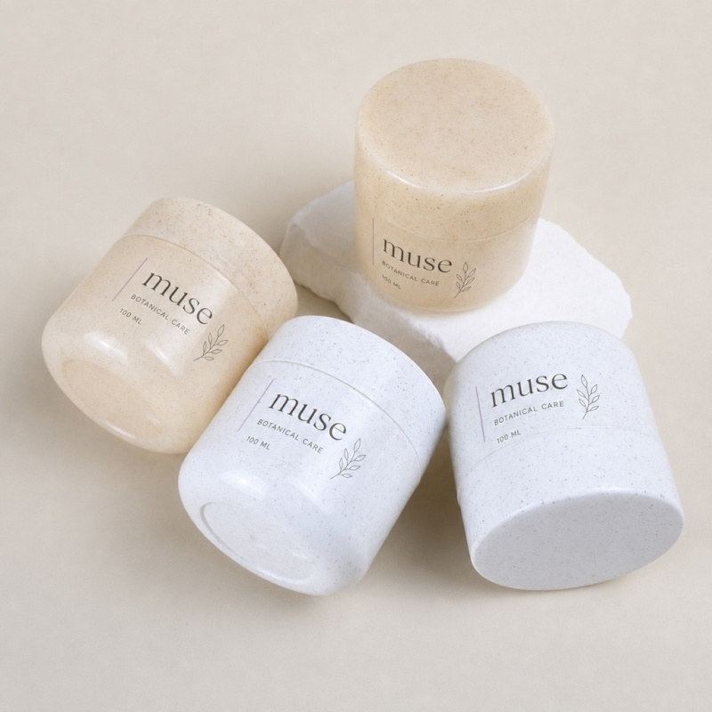 100g 250g  Wheat Straw Environmentally Friendly Material Degradable Injection Molding Cream Jar Facial Cream Jar Facial Bottle