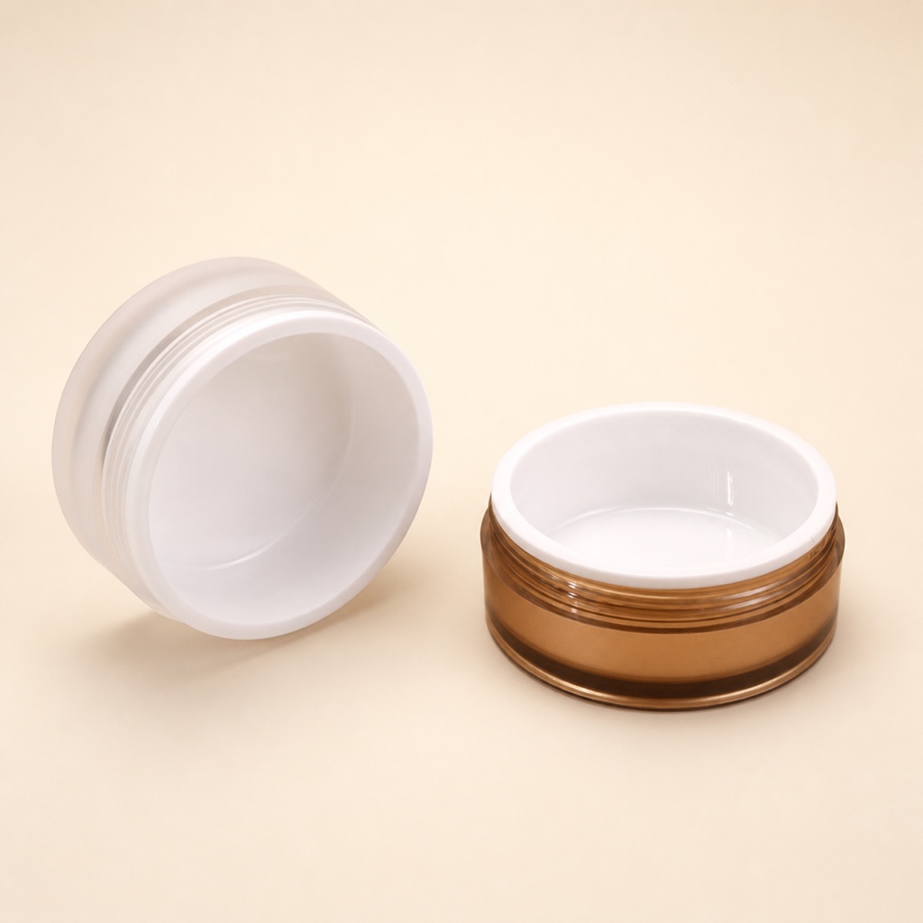 100g Matte Gold PS Cream Jar Transparent Brown Bottom Empty Round Container for Eye Mask