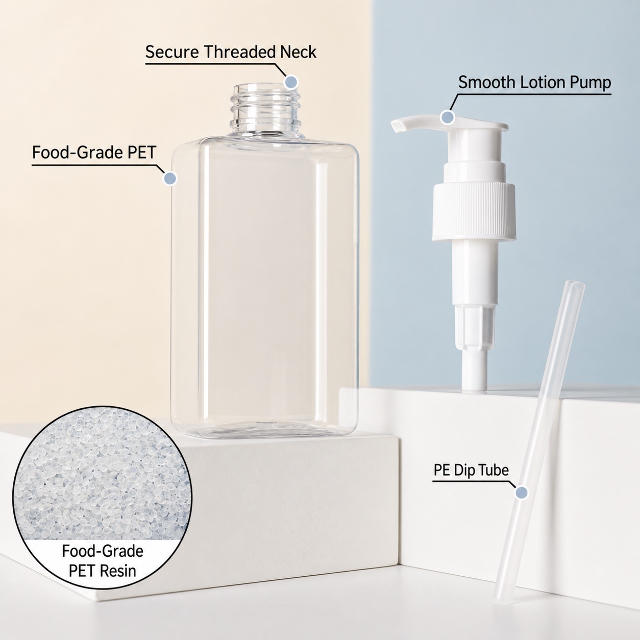 100ml 150ml Square Shape Amber Transparent Brown White Skin Care Serum & Shampoo Cleansing Oil Bottle with Black Pump PET Plastic