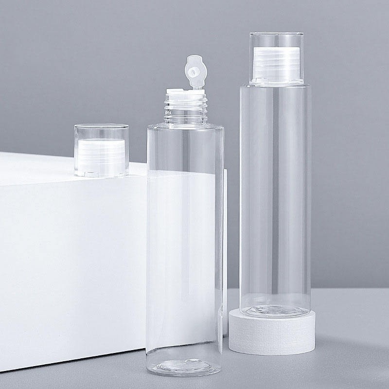 100ml 120ml 150ml 200ml 250ml Customized Cylinder PET Cosmetics Bottles Empty Toner Lotion Pure Dew Double-layer Screw Cap UV Printing