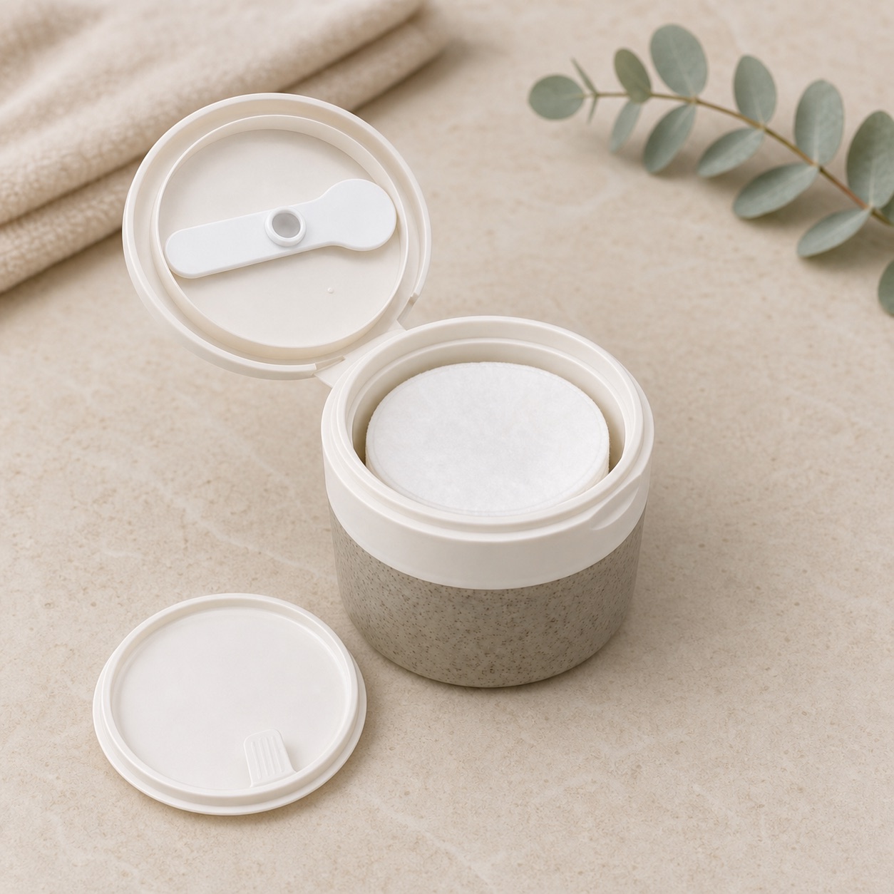Custom Eco-friendly Double Wall Round Cosmetic White Pp Plastic Face Cream Container 100g Flip Cap Body Scrub Cream Jars With Spoon