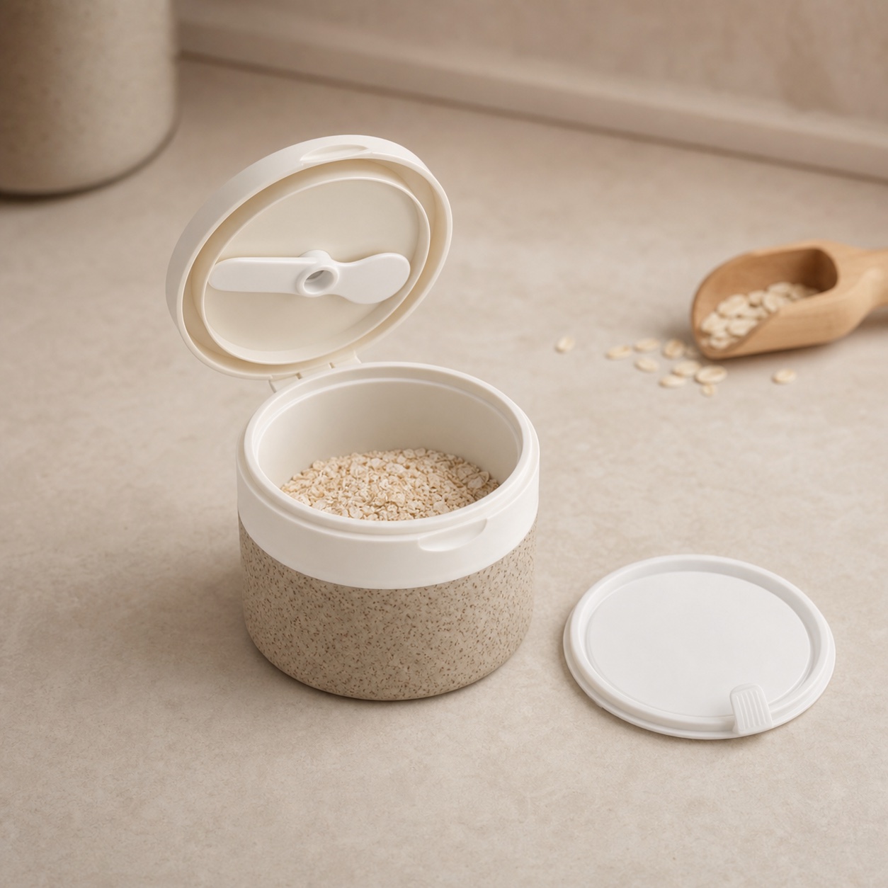 Custom Eco-friendly Double Wall Round Cosmetic White Pp Plastic Face Cream Container 100g Flip Cap Body Scrub Cream Jars With Spoon