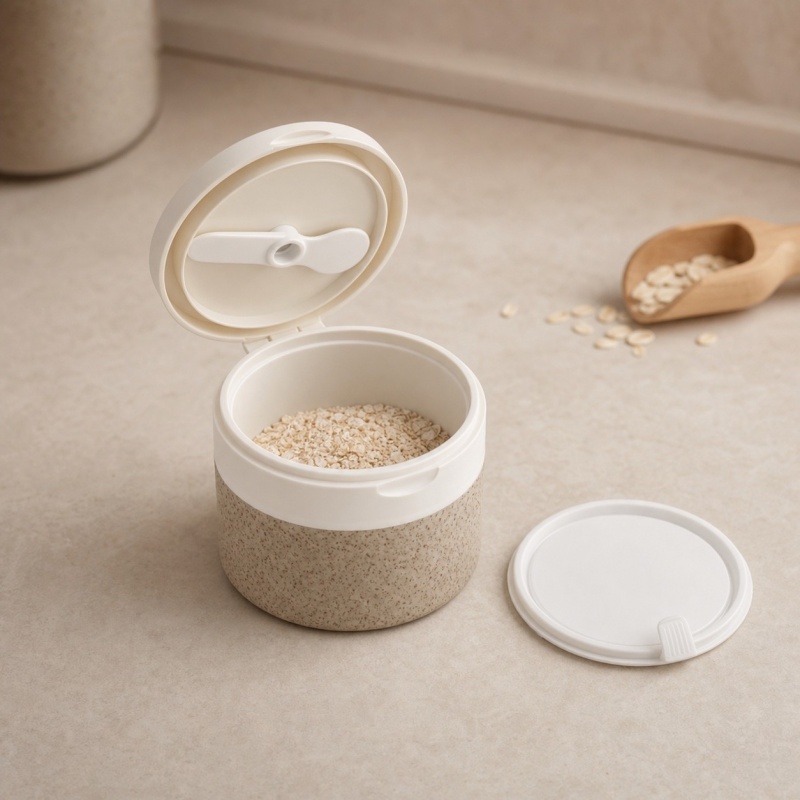 Custom Eco-friendly Double Wall Round Cosmetic White Pp Plastic Face Cream Container 100g Flip Cap Body Scrub Cream Jars With Spoon