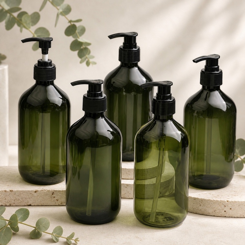 100ml 150ml 200ml 300ml 400ml 500ml Amber Luxury Plastic PET Boston Shampoo Bottle Packaging Custom Body Lotion Pump Bottle