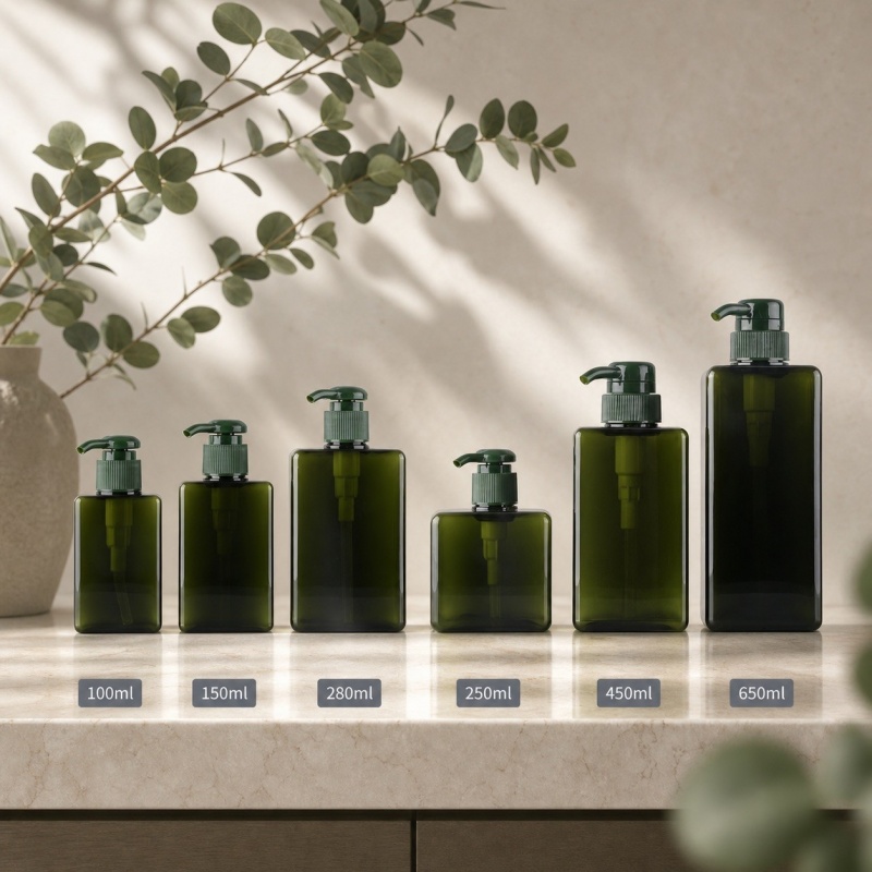 Stock Empty for Clear Transparent 100ml 150ml 250 ml 280ml 450ml 650ml Lotion Shampoo Bottle with Pump for Skin Care Serum