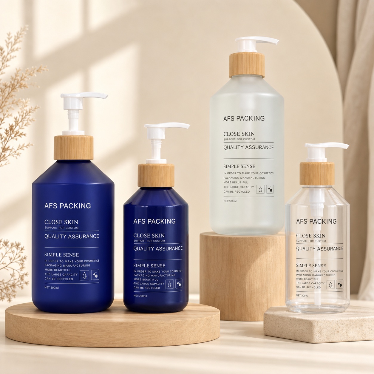 Wholesale Luxury 300ml 500ml Hard Plastic Lotion Bottle with Pump Lid for Shampoo and Conditioner