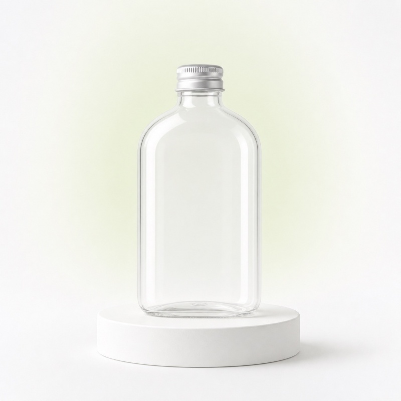 350ml 500ml Flat Square Transparent PET Plastic Bottle 250ml Beverage Juice Liquor Bottle With Screw Top