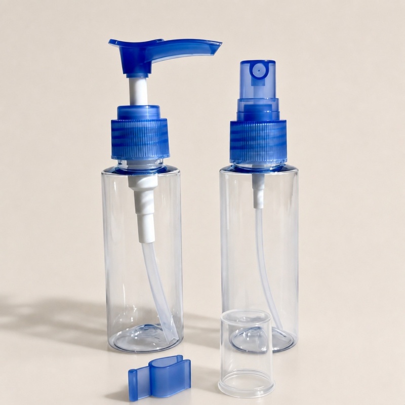Wholesale Easy Travel Plastic Toiletries Cosmetic Bottle Set Refillable Makeup Containers and Sunscreen Cream Sprayer Travel Kit