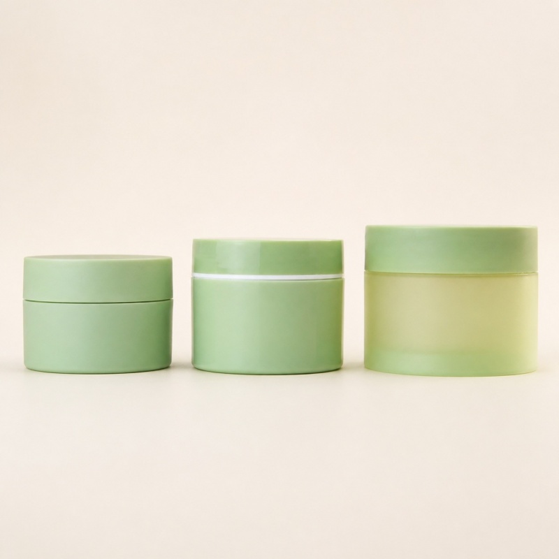 Wide Mouth PP Cream Jar, Green Resurrection Grass Style Empty Bottle, Container for Cleansing Mud Mask Skincare Packing