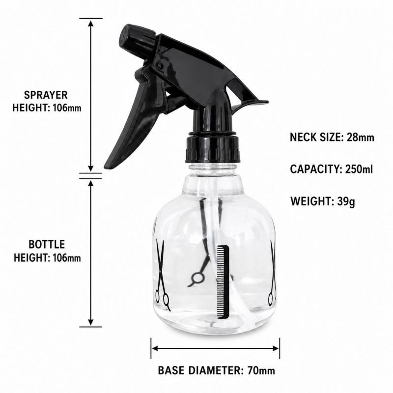 Wholesale Price 250ml Hair Spray Bottle, Fine Mist, Hairdresser Nebulizer, Hair Salon Tools, Plastic Sprayer