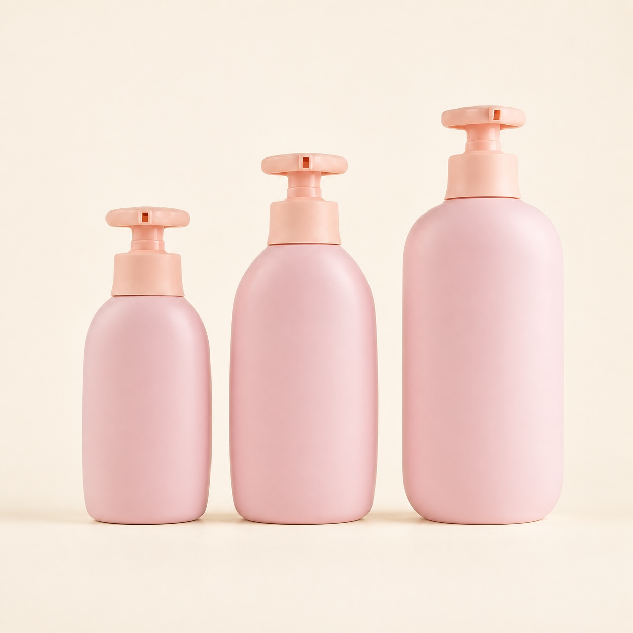 Empty 300ml 400ml 500ml pink HDPE Plastic Baby Body Lotion Bottle with Pump Children's Shampoo and Shower Gel Packing Bottles