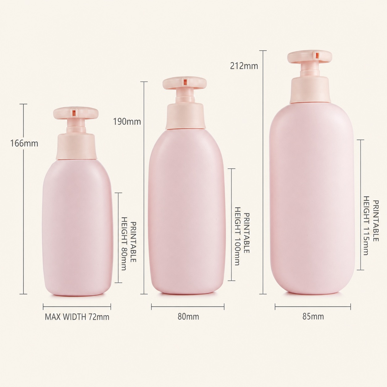 Empty 300ml 400ml 500ml pink HDPE Plastic Baby Body Lotion Bottle with Pump Children's Shampoo and Shower Gel Packing Bottles