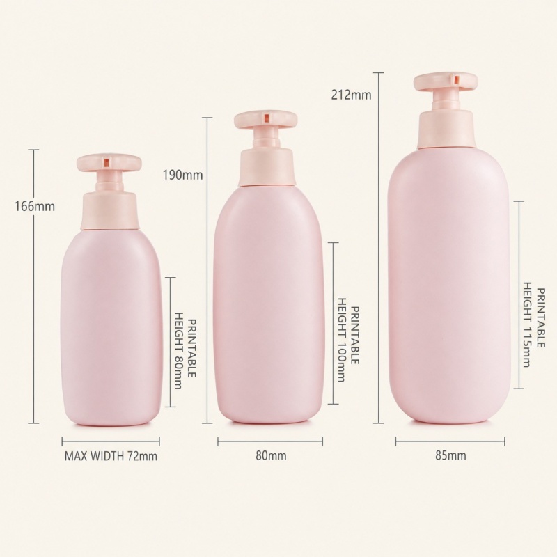 Empty 300ml 400ml 500ml pink HDPE Plastic Baby Body Lotion Bottle with Pump Children's Shampoo and Shower Gel Packing Bottles