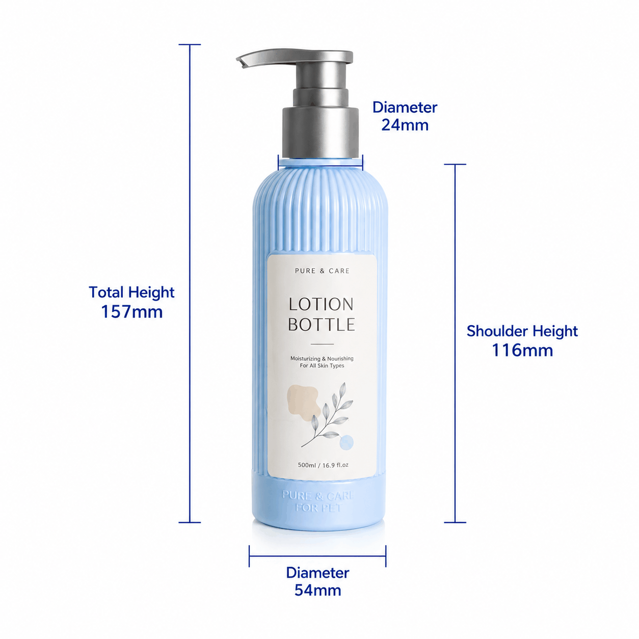 Round HDPE Pump Bottles 200ml & 400ml for Lotion Body Wash & Facial Cleanser wit
