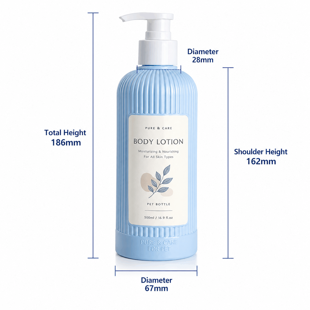 Round HDPE Pump Bottles 200ml & 400ml for Lotion Body Wash & Facial Cleanser wit