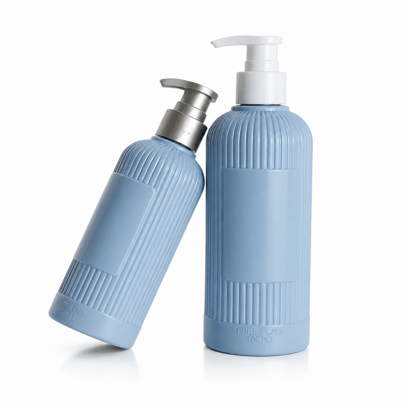 Round HDPE Pump Bottles 200ml & 400ml for Lotion Body Wash & Facial Cleanser wit