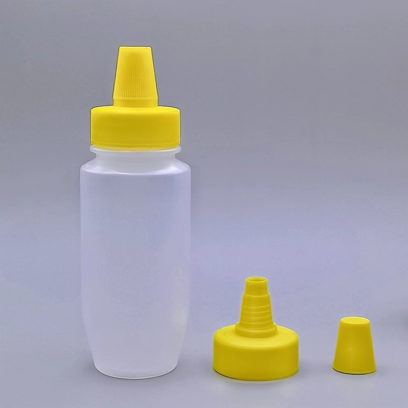 PP translucent plastic squeeze bottle, 180ml, honey bottle, pointed spout cap, s