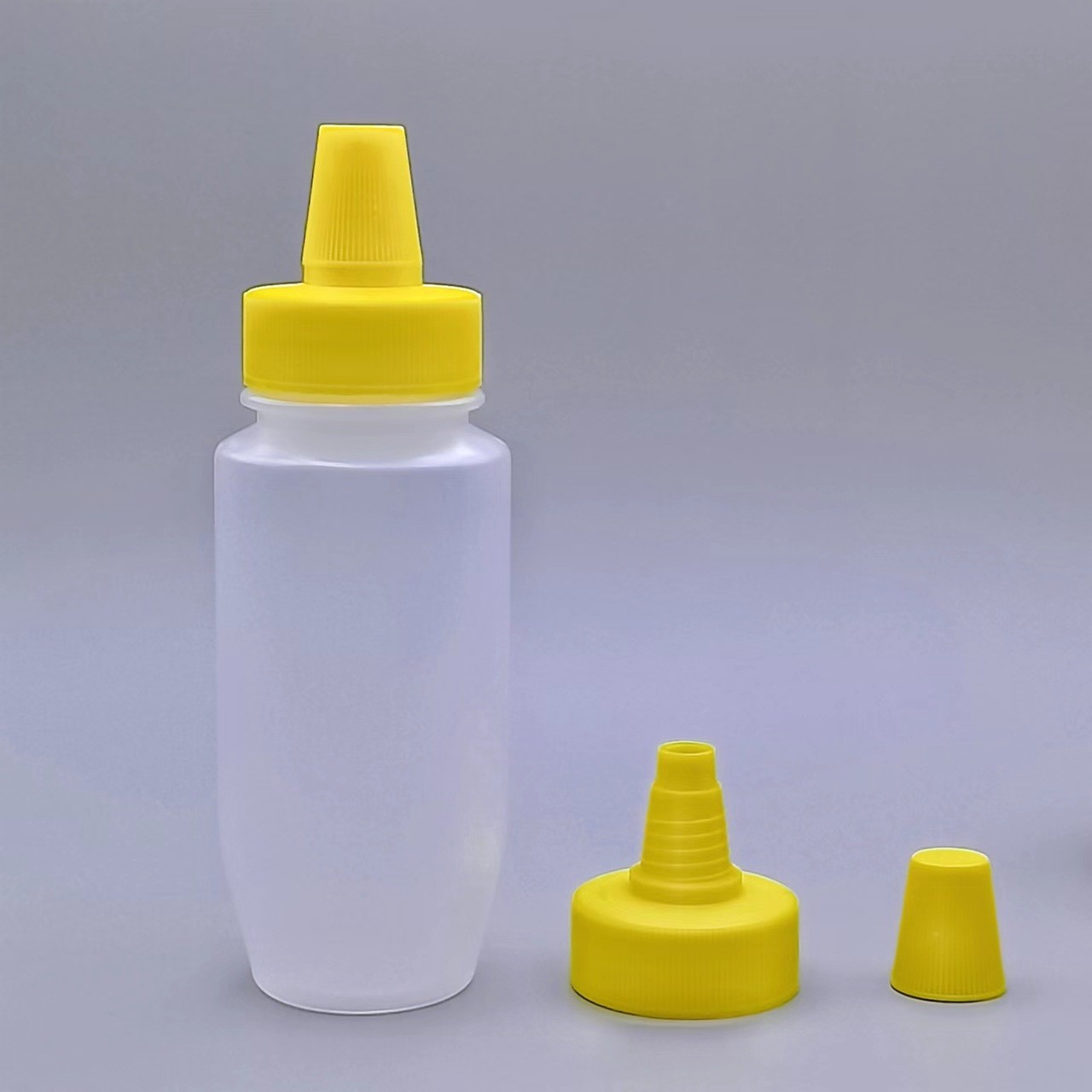 PP translucent plastic squeeze bottle, 180ml, honey bottle, pointed spout cap, s