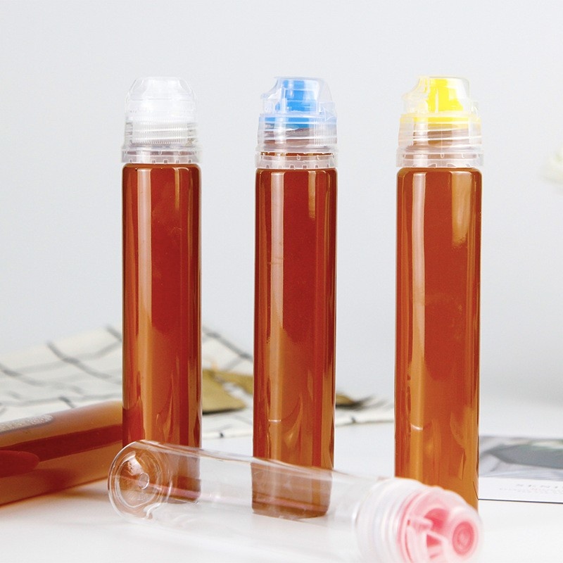 Hot-selling portable 130g PET round extrusion transparent bottle with silicone valve
