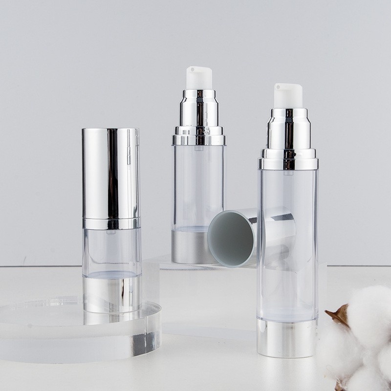15ml 30ml 50ml U-shaped UV hot stamping silver transparent airless bottle emulsi