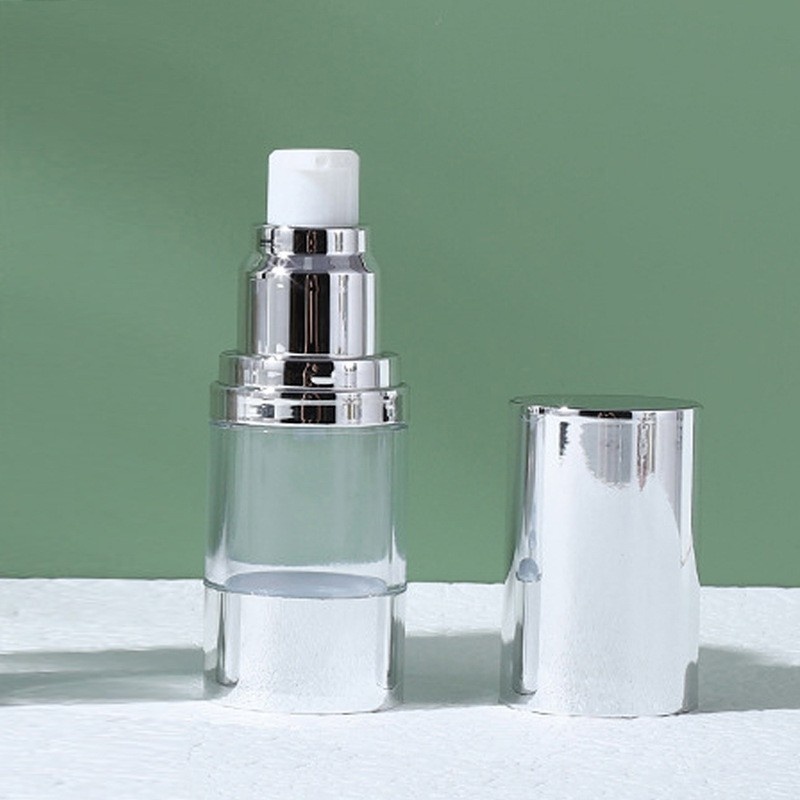 15ml 30ml 50ml U-shaped UV hot stamping silver transparent airless bottle emulsi