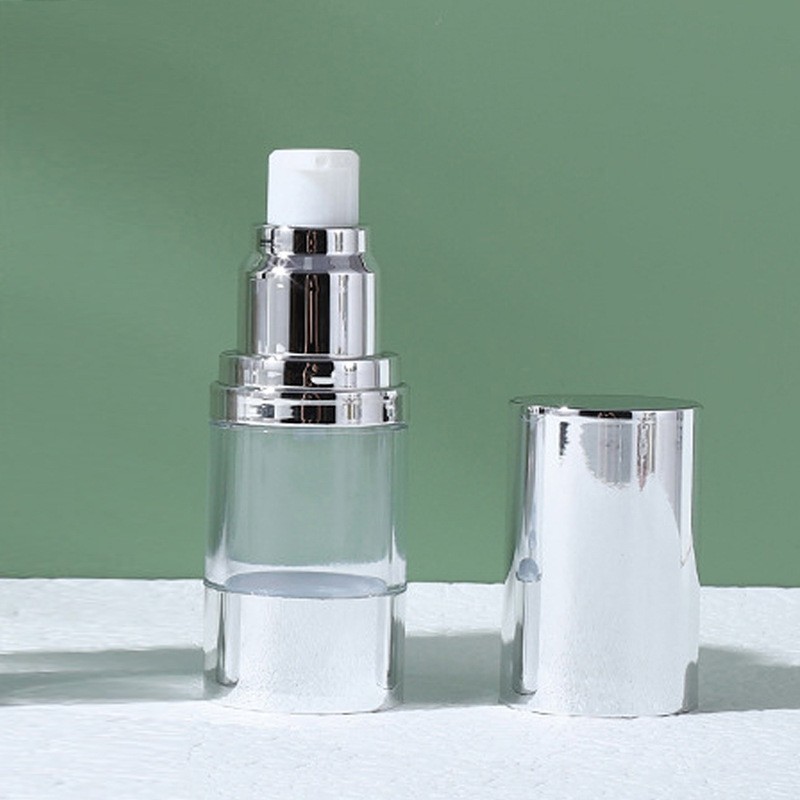 15ml 30ml 50ml U-shaped UV hot stamping silver transparent airless bottle emulsi