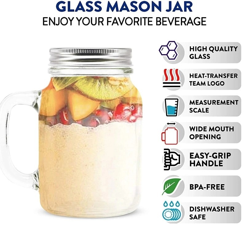 Glass Straw Lid Mason Jar