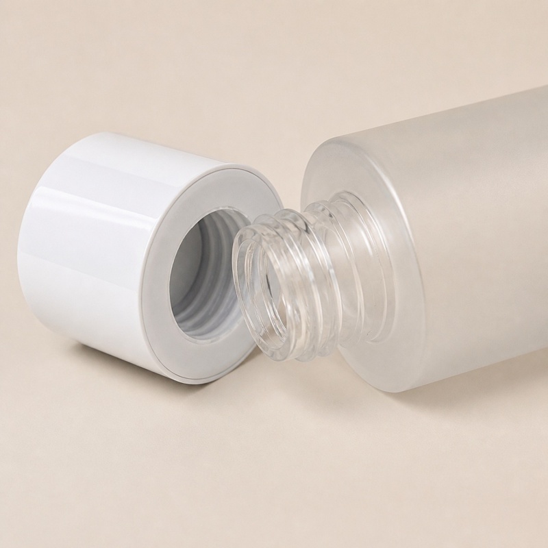 Wholesale Transparent Frosted PET Cosmetic Bottle with White Screw Cap, 40ml 100ml 120ml Empty Skincare Toner Lotion Bottle
