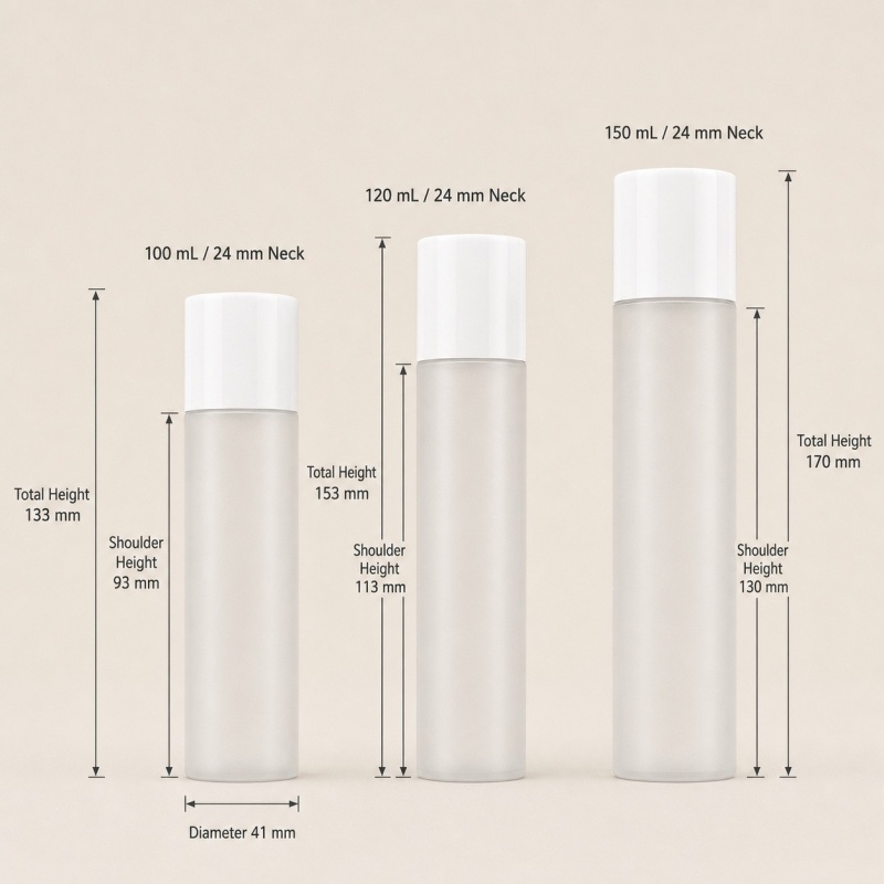 Wholesale Transparent Frosted PET Cosmetic Bottle with White Screw Cap, 40ml 100ml 120ml Empty Skincare Toner Lotion Bottle