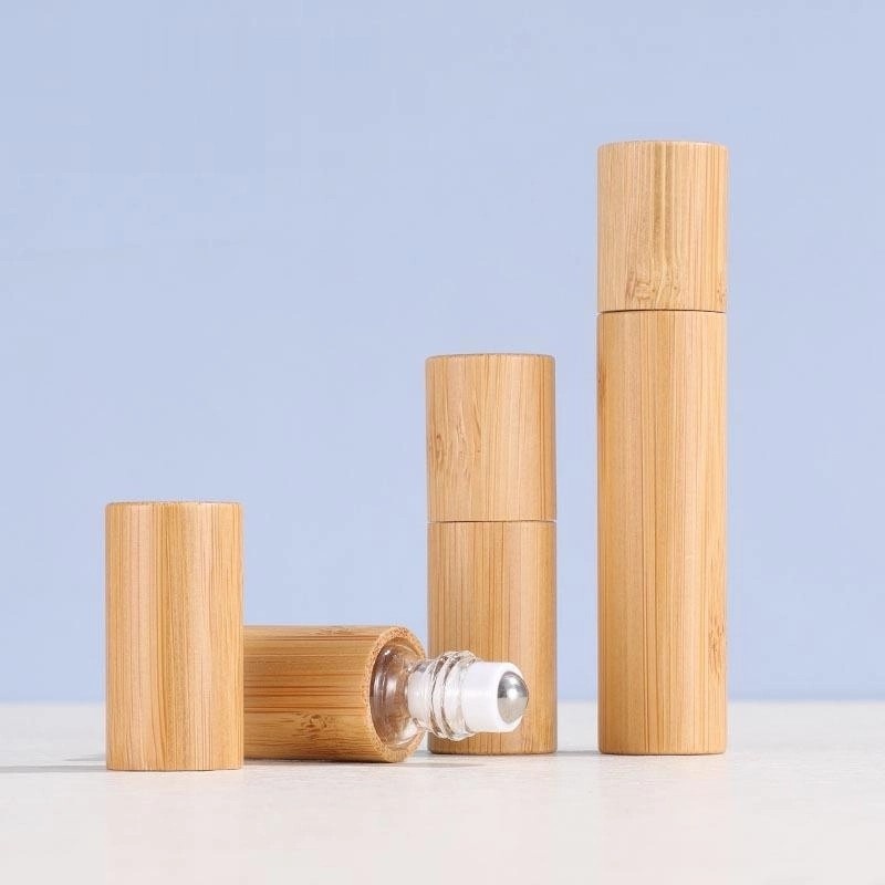 Bamboo Made Essential Oil Rolling Ball Bottle With Stainless Steel Roll On Ball