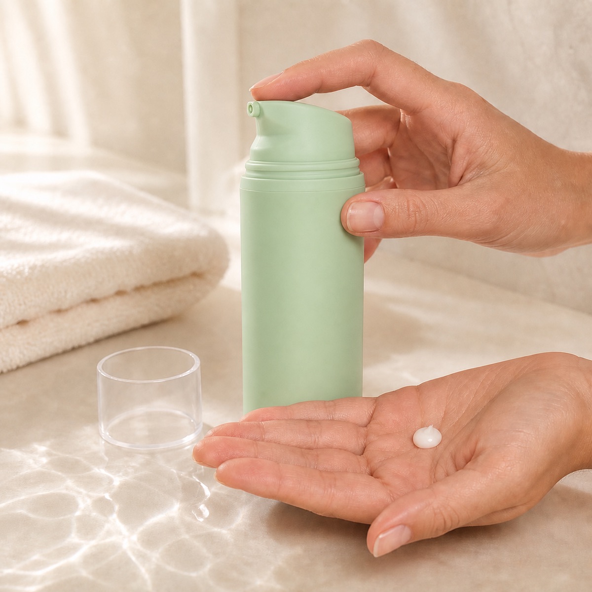 Eco-friendly 15ml 30ml 50ml White PP Plastic Airless Pump Bottle Easy Open End for Serum Lotion Cosmetic Plastic Bottles