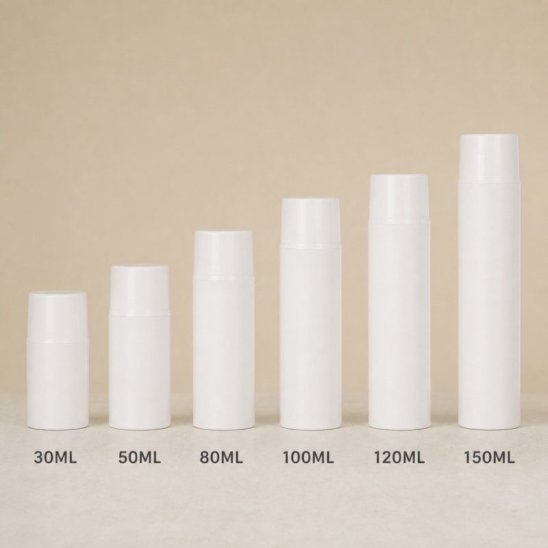 30 50 80 100 120 150ml Porcelain White Vacuum Bottle Free Sample pp Snap on Lotion Bottle Stock Cream Empty Bottle