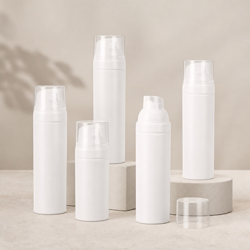 30 50 80 100 120 150ml Porcelain White Vacuum Bottle Free Sample pp Snap on Lotion Bottle Stock Cream Empty Bottle